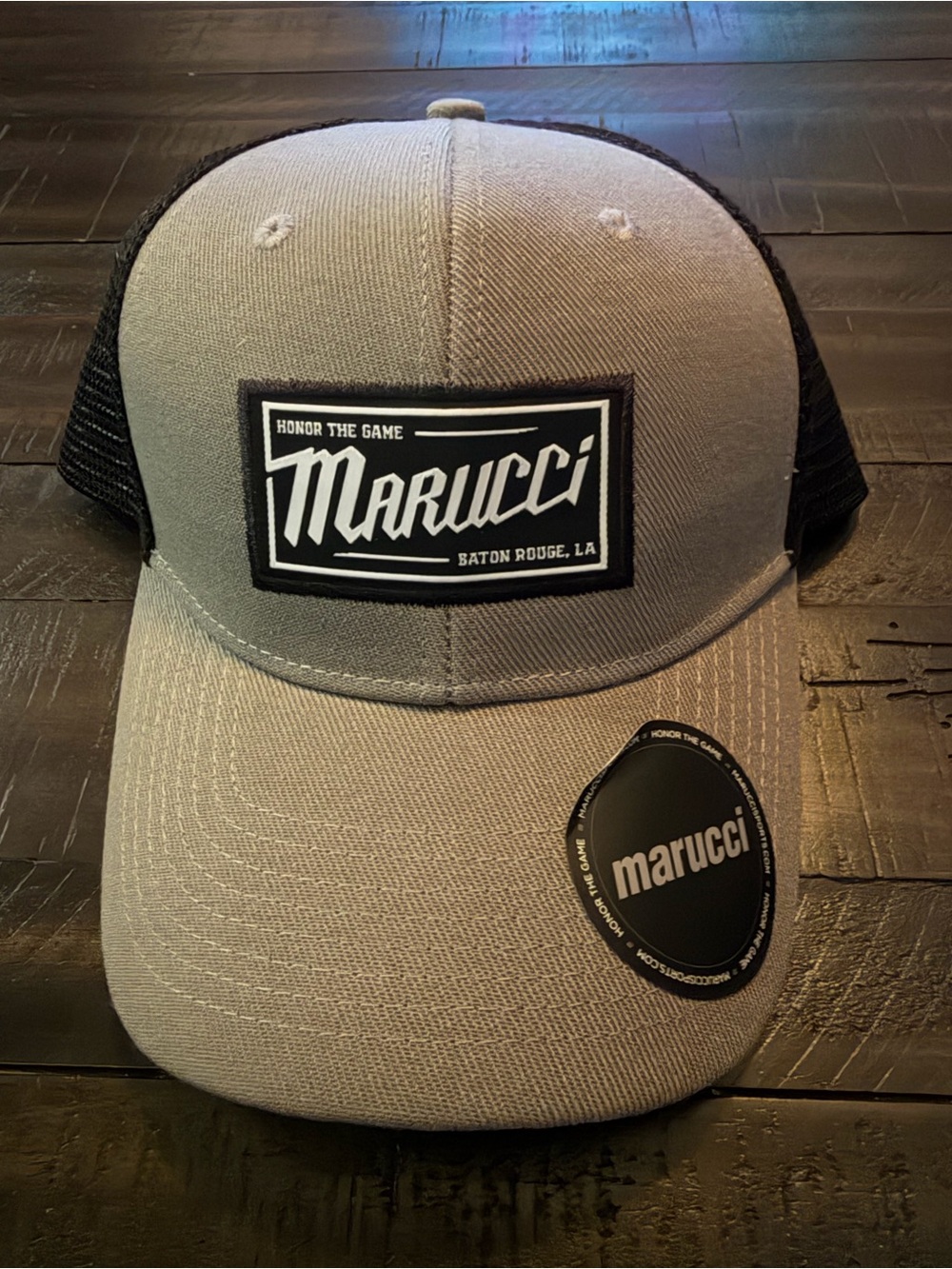 Marucci Men's Gray and Black Trucker Hat with Front Patch